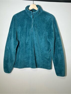 Cozy Soft Teal Plush Fleece Quarter Zip Pullover Women's Medium
